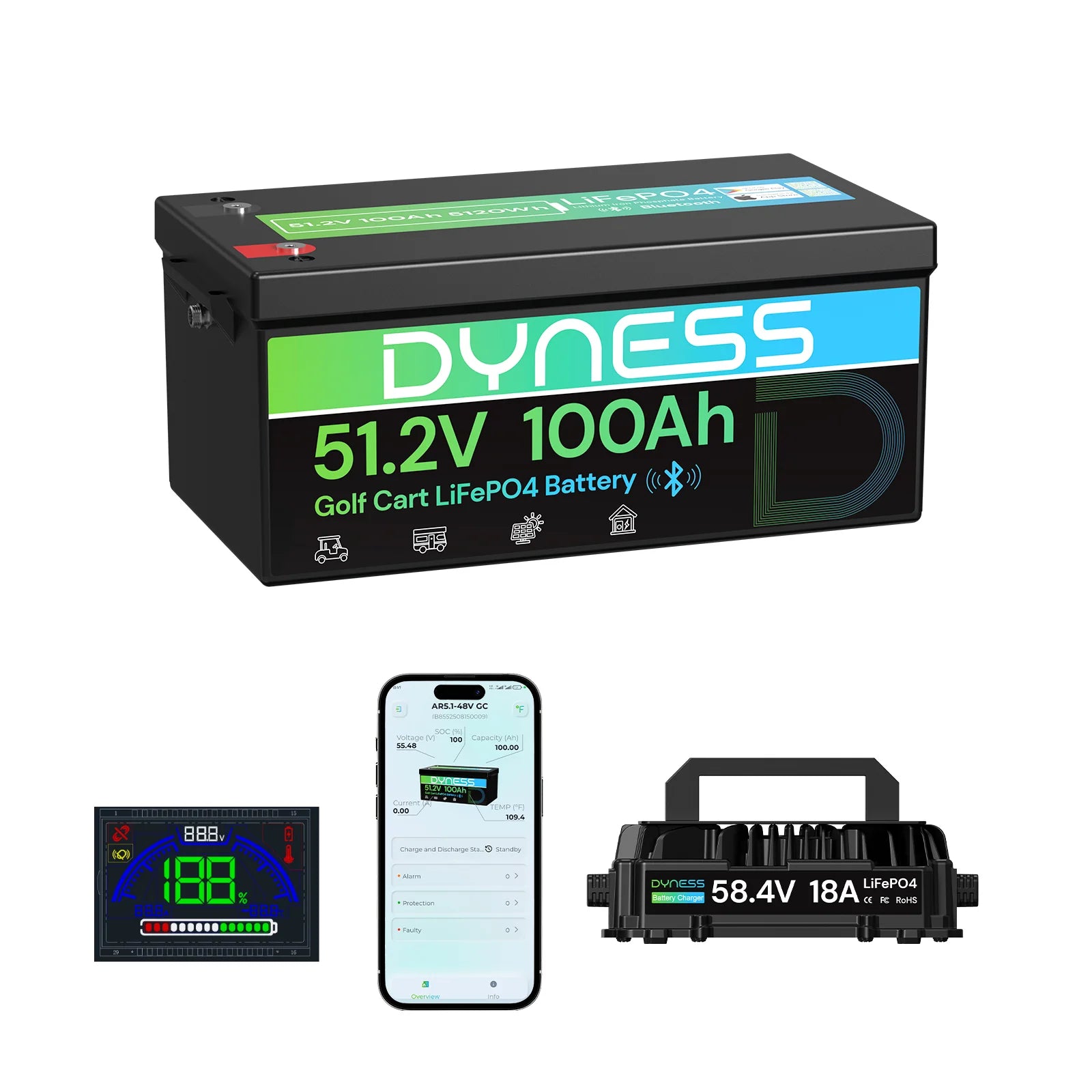 48V 100Ah Lithium-Ion Golf Cart Battery